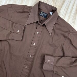 VTG 70's JC Penney Chocolate Brown Button Up Size XL Long Sleeve Slim Disco